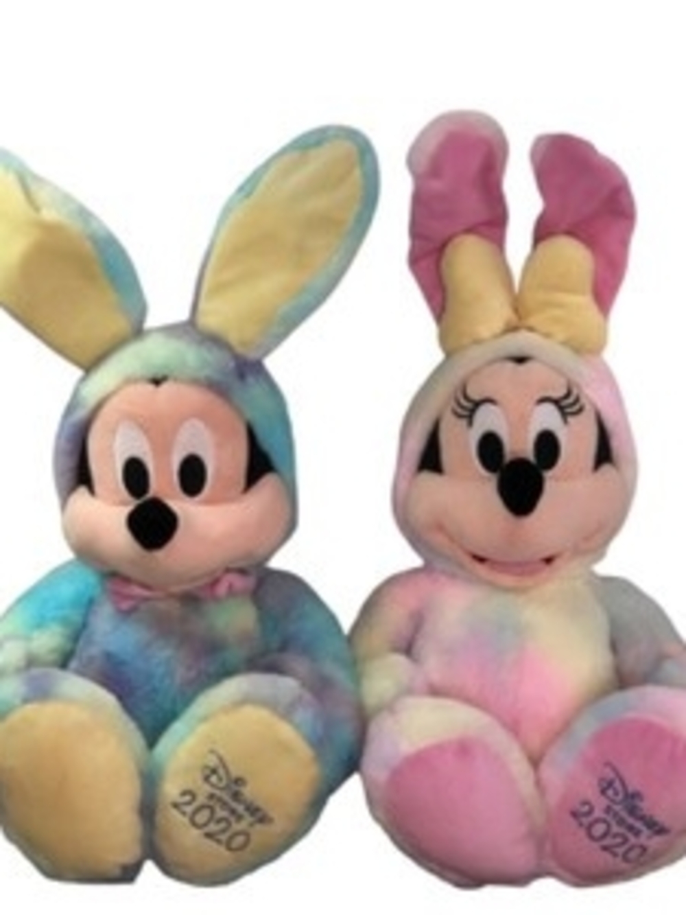 Disney Store 2020 Pastel Mickey & Minnie Bunny Plush Pair - Pink & Multicolor